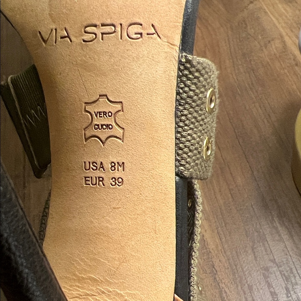 Via Spiga Black and Olive Heeled Sandals - Picture 4 of 4